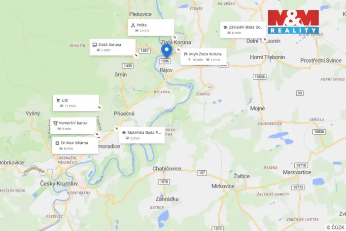Prodej komerčního pozemku, Zlatá Koruna - Rájov, 1054 m2