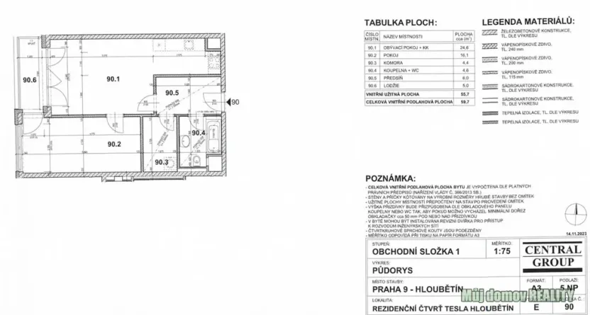 Prodej bytu 2+kk, Praha - Hloubětín, Poděbradská, 59 m2