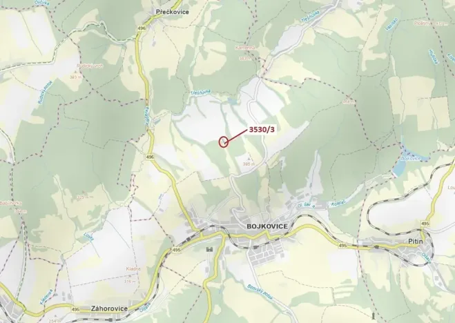 Dražba pozemku, Bojkovice, 537 m2