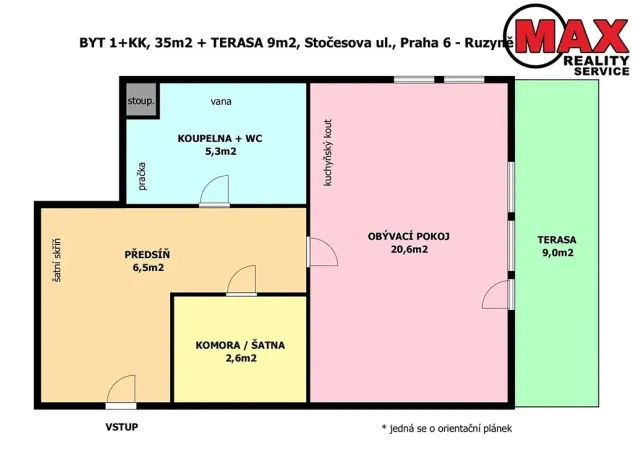 Pronájem bytu 1+kk, Praha - Ruzyně, Stočesova, 35 m2