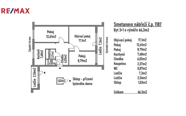 Prodej bytu 3+1, Hradec Králové, Smetanovo nábřeží, 66 m2