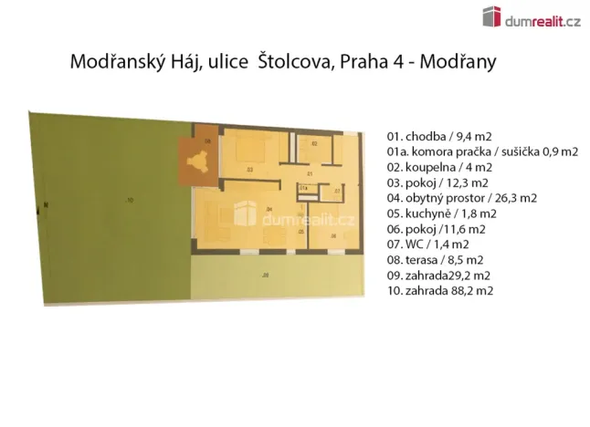 Pronájem bytu 3+kk, Praha - Modřany, Štolcova, 72 m2