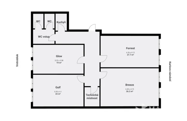 Pronájem kanceláře, Praha - Nové Město, Karlovo náměstí, 128 m2