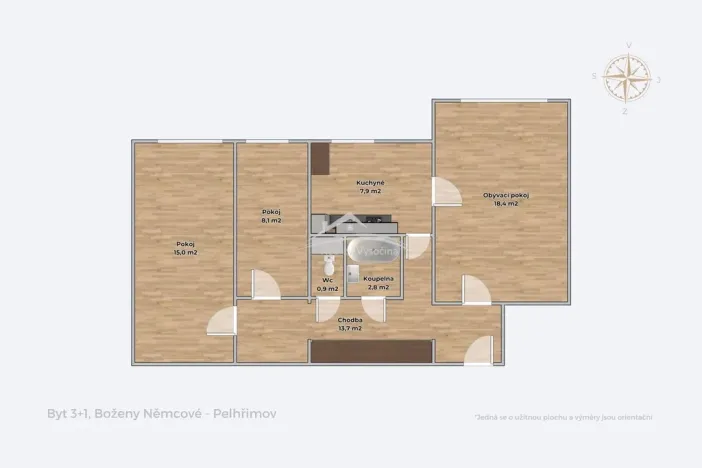 Pronájem bytu 3+1, Pelhřimov, Boženy Němcové, 67 m2
