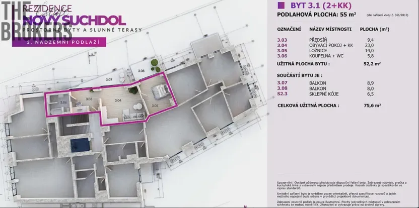 Prodej bytu 2+kk, Praha - Suchdol, U hotelu, 52 m2