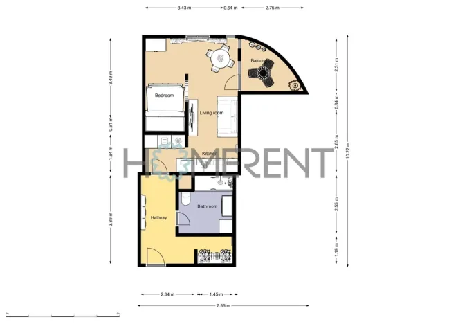 Pronájem bytu 2+kk, Praha - Motol, Jeřabinová, 43 m2