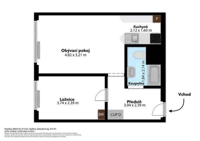 Prodej bytu 2+kk, Teplice, Pražská, 40 m2