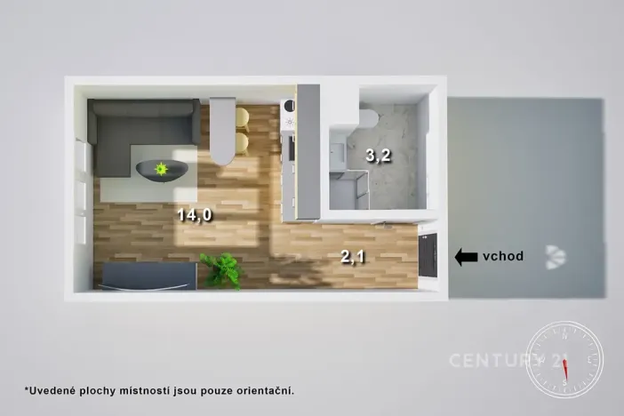 Pronájem bytu 1+kk, Ústí nad Labem, Větrná, 20 m2