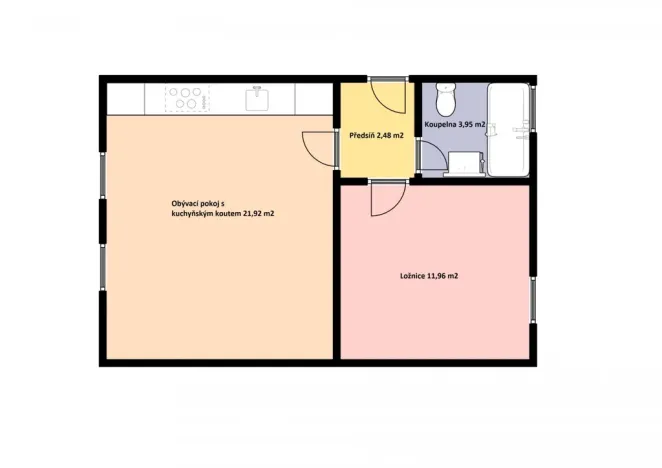Pronájem bytu 2+kk, Kosmonosy, Hradišťská, 42 m2