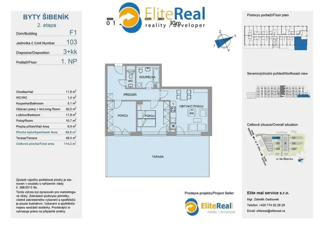 Prodej bytu 3+kk, Olomouc, Třída Jiřího Pelikána, 64 m2