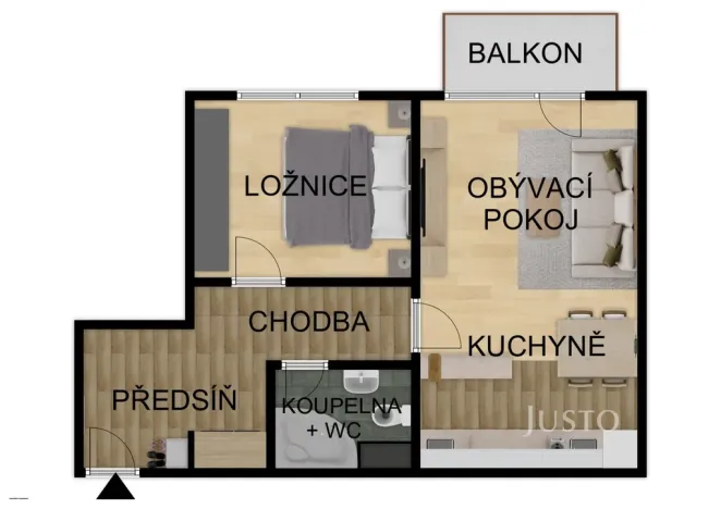 Pronájem bytu 2+kk, Písek - Hradiště, K Háječku, 43 m2