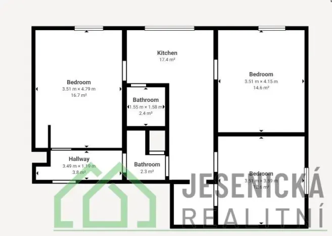 Prodej bytu 3+1, Žulová, Na Rybníčku, 68 m2