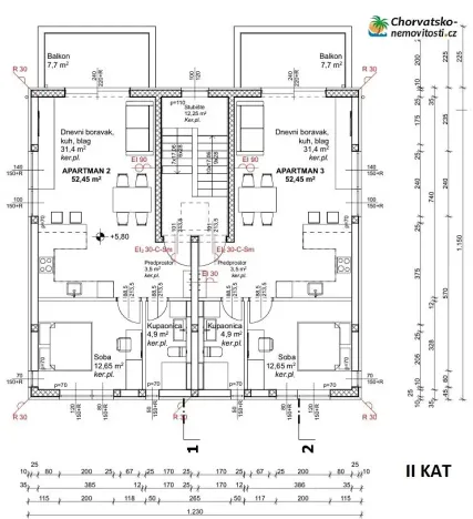 Prodej bytu 2+kk, Novalja, Chorvatsko, 59 m2