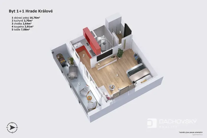 Prodej bytu 1+1, Hradec Králové, Třebechovická, 35 m2