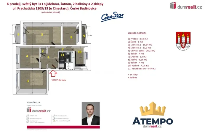 Prodej bytu 3+1, České Budějovice - České Budějovice 2, Prachatická, 85 m2
