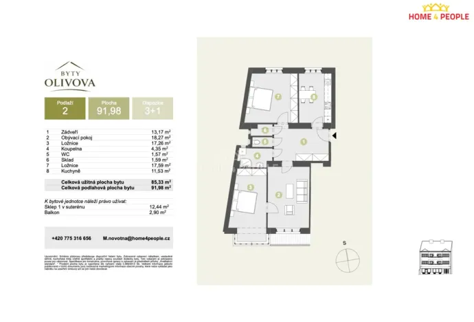 Prodej bytu 3+1, Říčany, Olivova, 92 m2