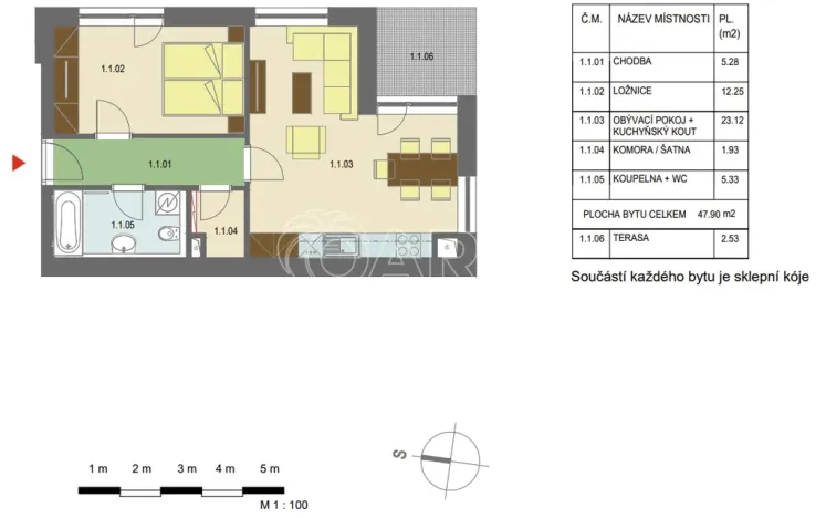 Pronájem bytu 2+kk, Přezletice, Pod Zahrady, 54 m2