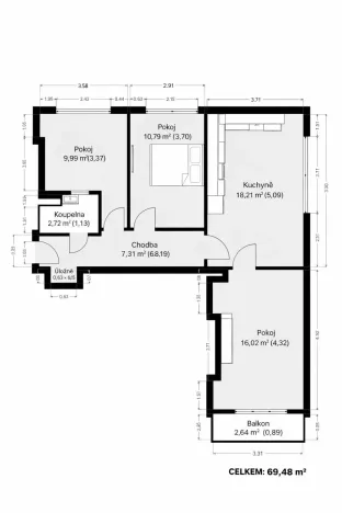 Prodej bytu 3+1, Brno - Husovice, Soběšická, 69 m2