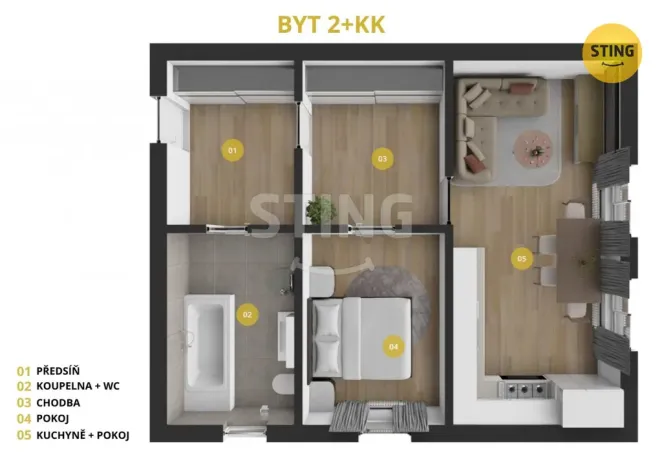 Pronájem bytu 2+kk, Opava, Hviezdoslavova, 52 m2