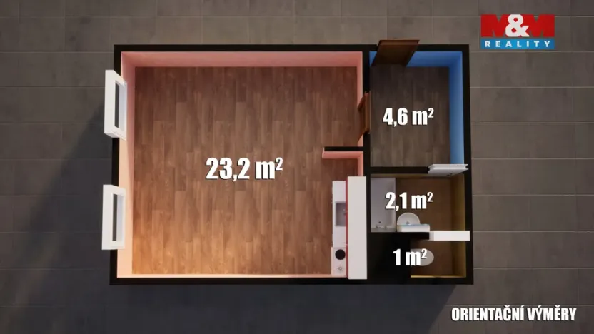 Prodej bytu 1+kk, Ústí nad Labem - Všebořice, Spartakiádní, 31 m2