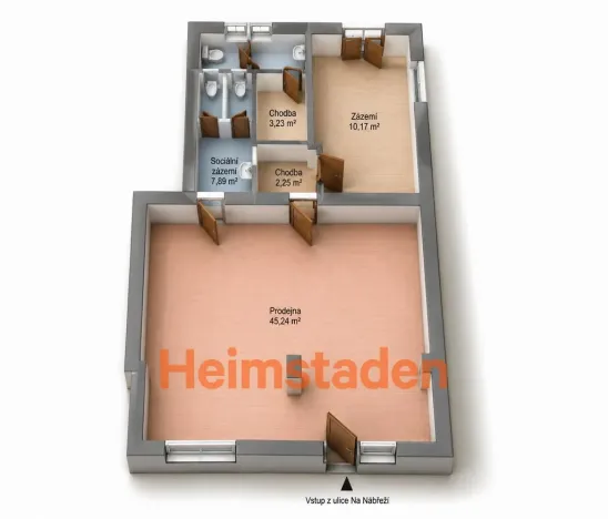 Pronájem obchodního prostoru, Havířov - Město, Na Nábřeží, 69 m2
