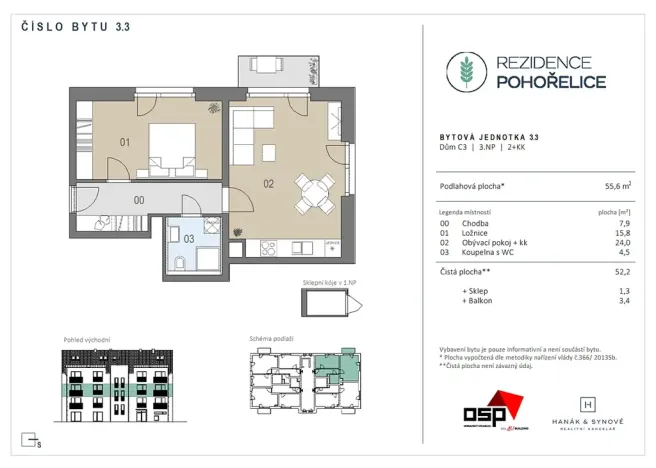 Pronájem bytu 2+kk, Pohořelice, U Kasáren, 52 m2