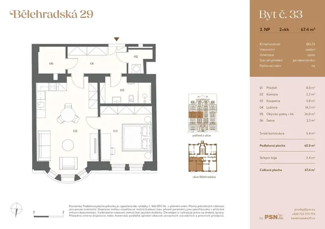 Prodej bytu 2+kk, Praha - Vinohrady, Bělehradská, 60 m2