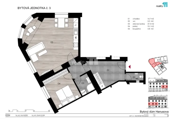 Prodej bytu 2+kk, Praha - Michle, Hanusova, 73 m2