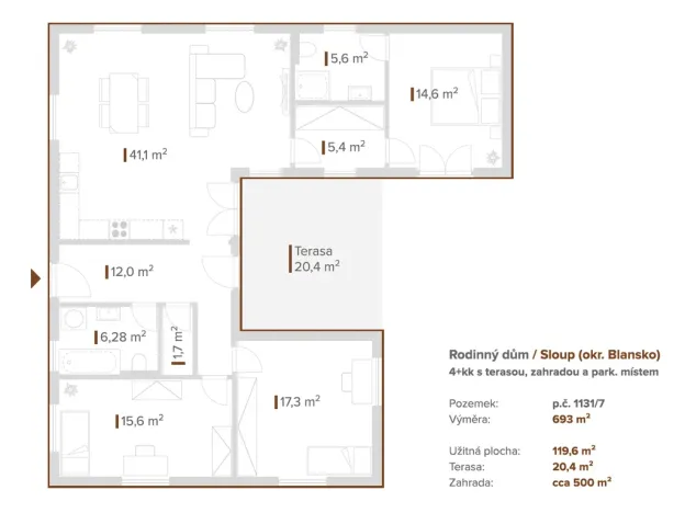 Prodej rodinného domu, Sloup, 120 m2