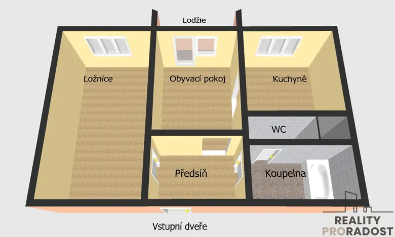 Pronájem bytu 2+1, Přerov, Za Humny, 49 m2