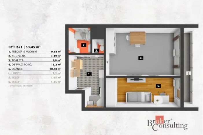 Prodej bytu 2+1, Praha - Modřany, K otočce, 53 m2