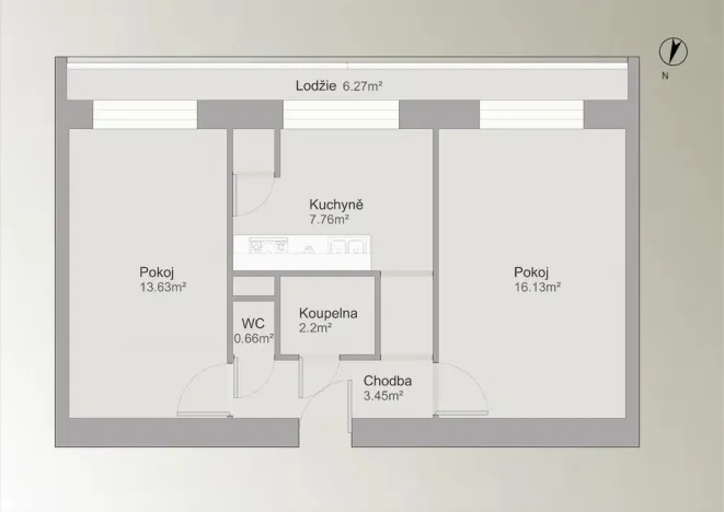 Prodej bytu 2+1, Valašské Meziříčí - Krásno nad Bečvou, 45 m2