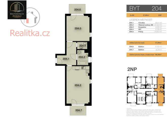 Prodej bytu 2+kk, Mělník, Vlasákova, 58 m2