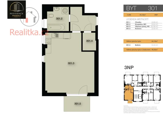 Prodej bytu 1+kk, Mělník, Vlasákova, 44 m2