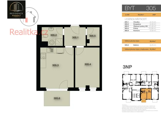 Prodej bytu 2+kk, Mělník, Vlasákova, 38 m2