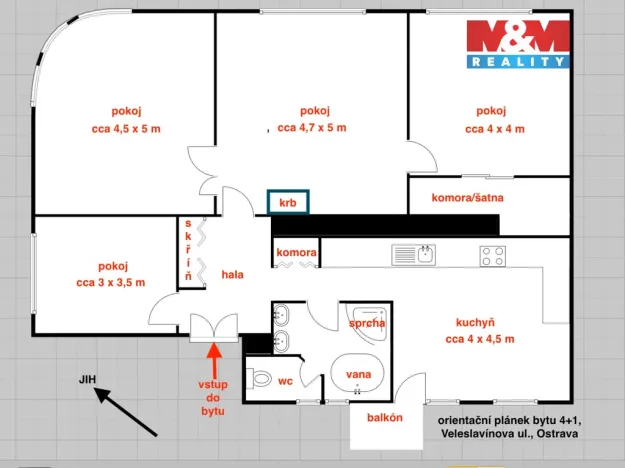 Prodej bytu 4+1, Ostrava - Moravská Ostrava, Veleslavínova, 119 m2