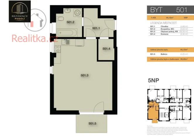 Prodej bytu 1+kk, Mělník, Vlasákova, 44 m2