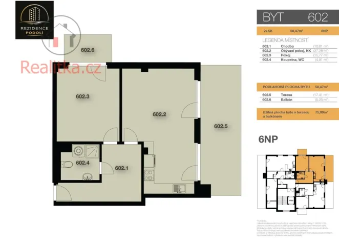Prodej bytu 2+kk, Mělník, Vlasákova, 58 m2