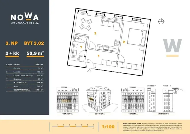 Prodej bytu 2+kk, Vidče, 51 m2
