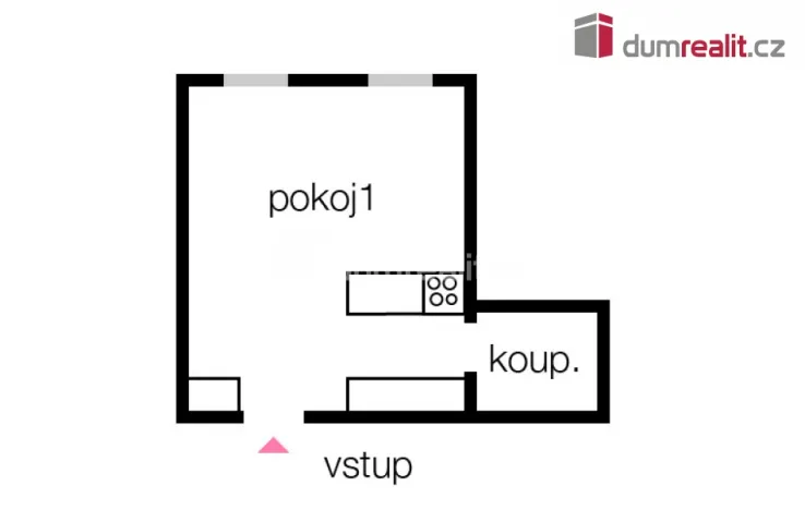 Pronájem bytu 1+kk, Praha - Smíchov, Kmochova, 25 m2