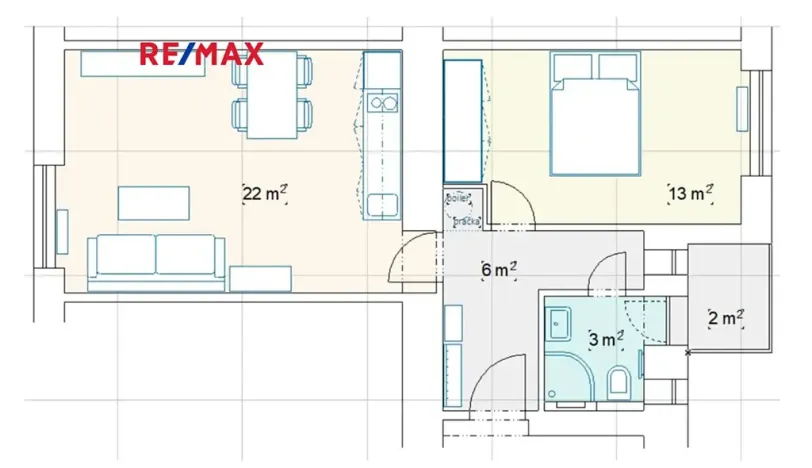 Pronájem bytu 2+kk, Praha - Nusle, Mikuláše z Husi, 44 m2