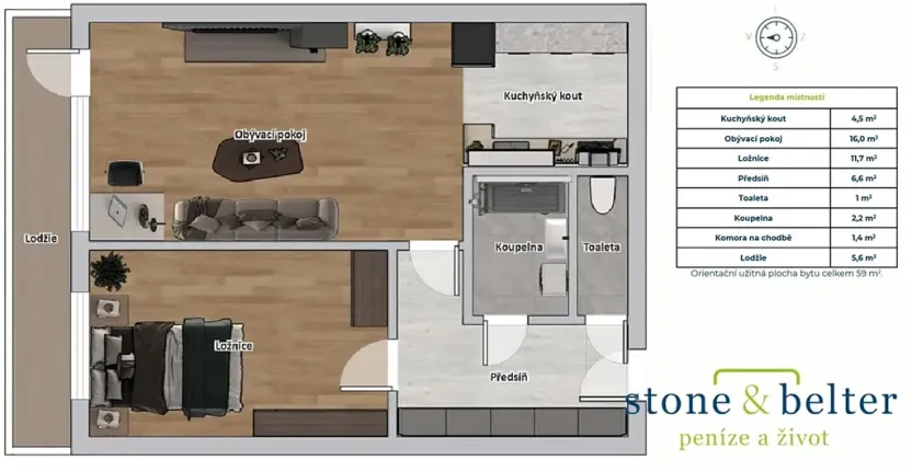 Pronájem bytu 2+kk, Praha - Kamýk, Smotlachova, 43 m2