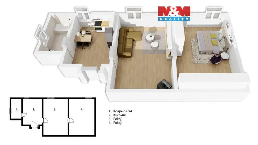Prodej bytu 2+1, Velké Hamry, 61 m2