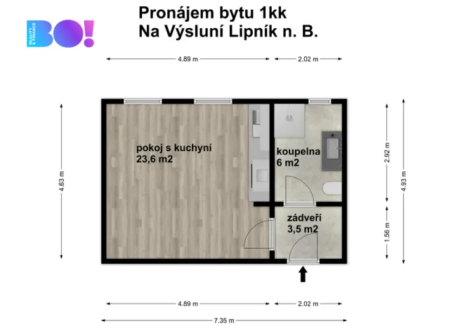 Pronájem bytu 1+kk, Lipník nad Bečvou, Na Výsluní, 33 m2