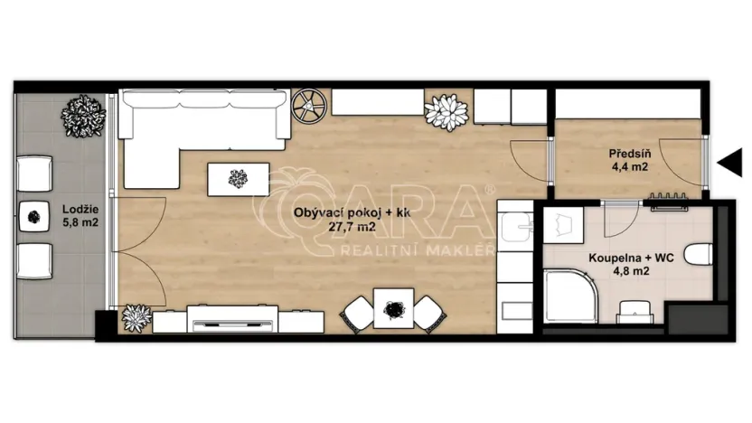 Pronájem bytu 1+kk, Praha - Hloubětín, Poděbradská, 39 m2