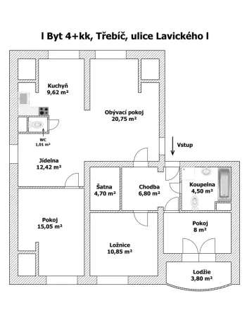 Prodej bytu 4+kk, Třebíč - Týn, Lavického, 98 m2