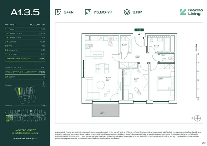 Prodej bytu 3+kk, Kladno, Pražská, 71 m2