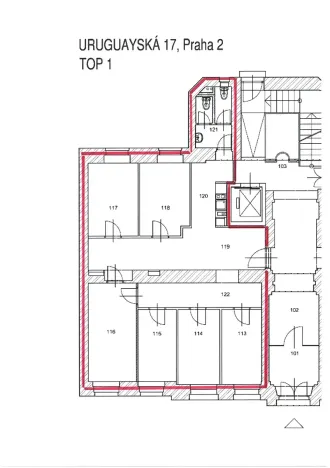 Pronájem kanceláře, Praha - Vinohrady, Uruguayská, 103 m2