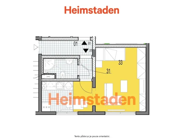 Pronájem bytu 1+kk, Karviná - Nové Město, Janského, 26 m2