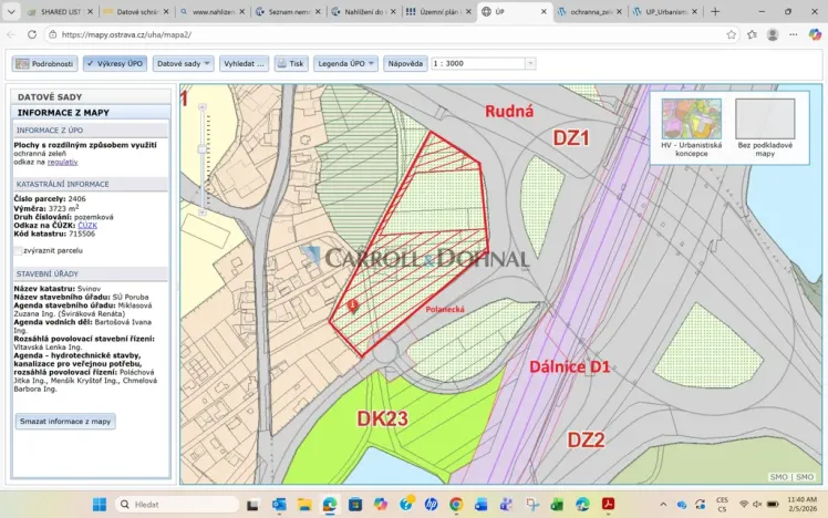 Pronájem pozemku, Ostrava - Svinov, Fibichova, 400 m2